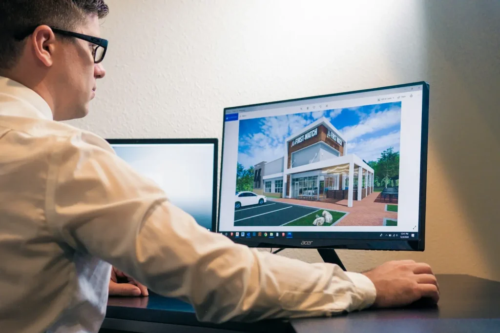3D render of a house on screen