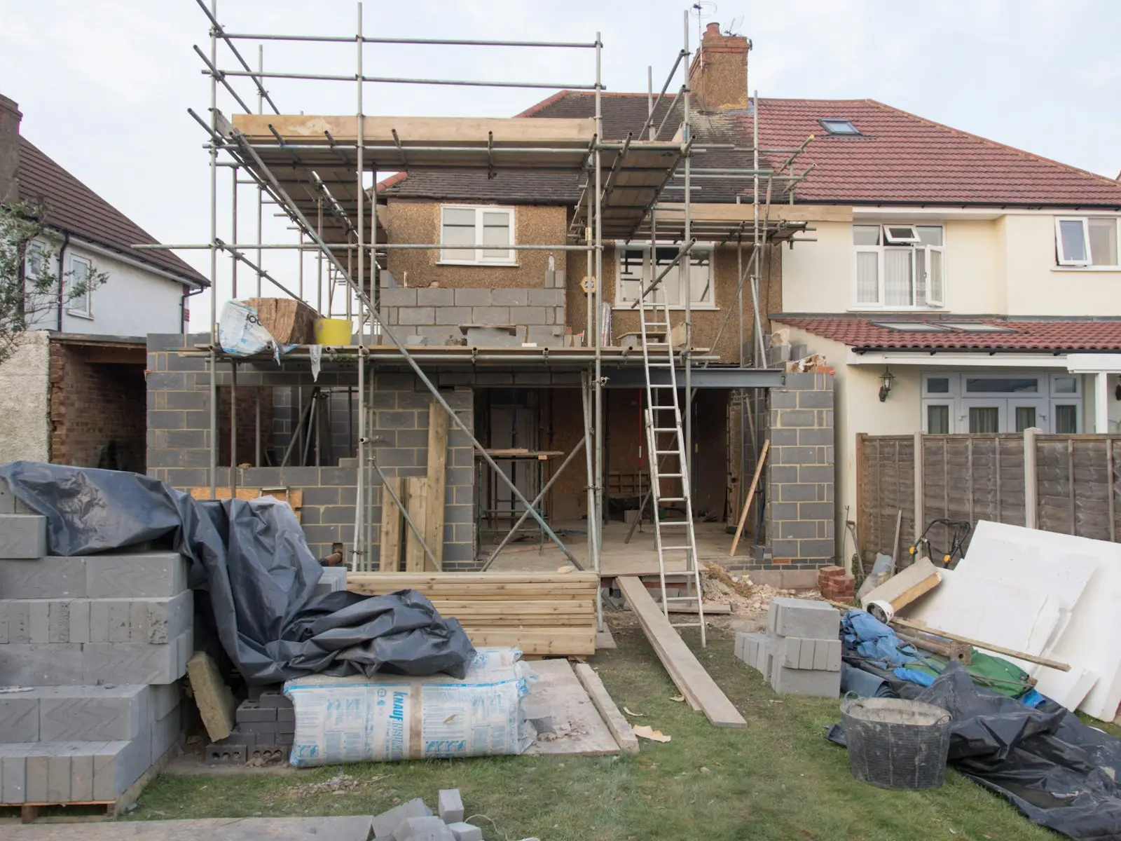 Builder working on a house renovation