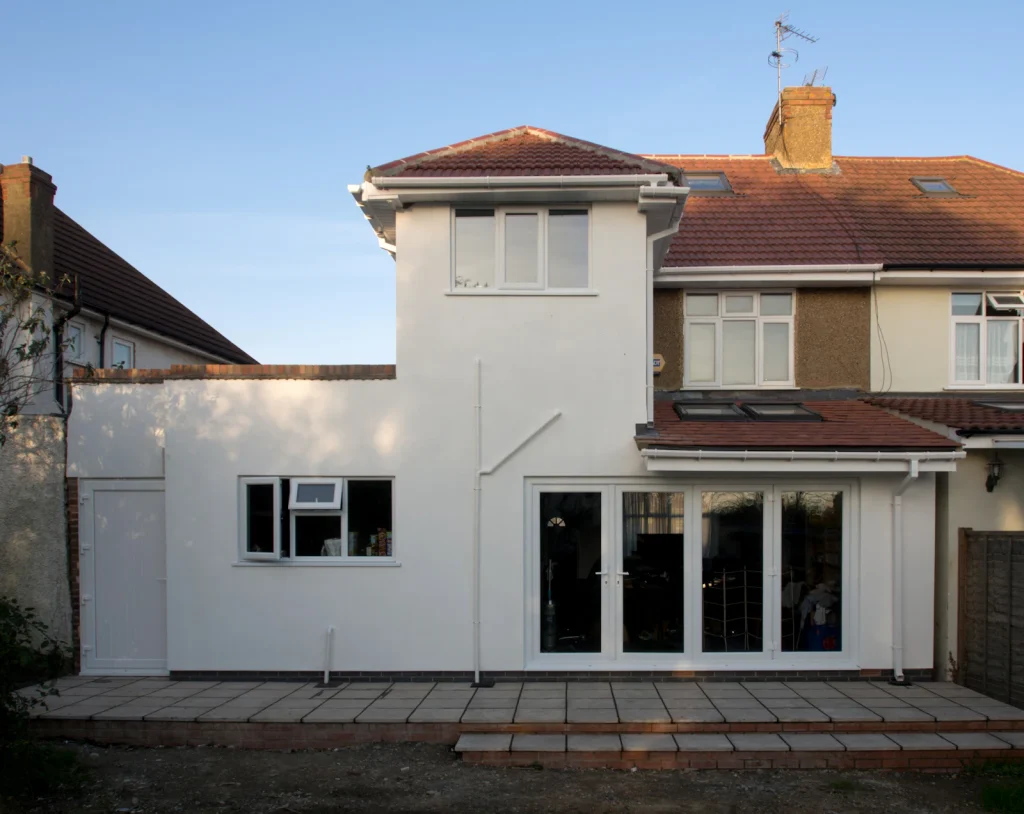 Modern home extension with large windows