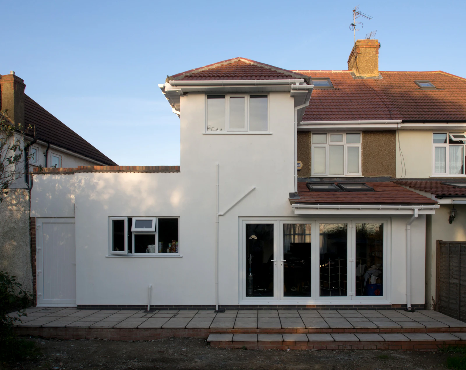 Modern home extension with large windows