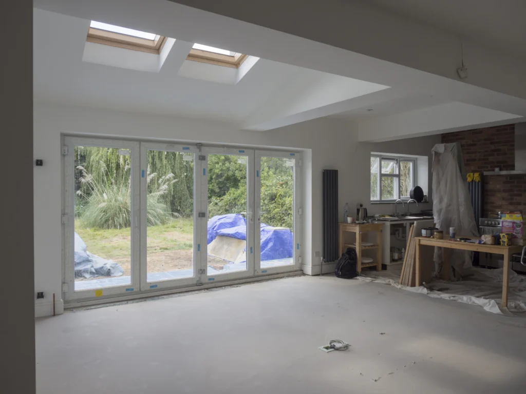 New extension interior with glazed doors