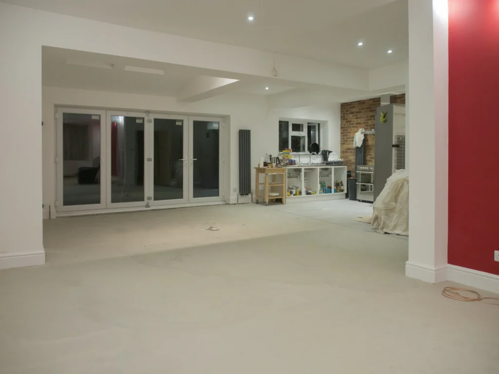 Renovated room with wide bifold doors